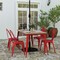 Merrick Lane Dryden Indoor/Outdoor Dining Table with Umbrella Hole, 30" x 60" All Weather Poly Resin Top and Steel Base